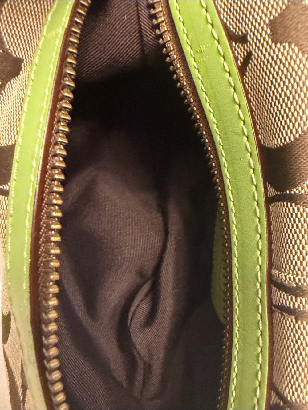 Coach VINTAGE Tan Signature Canvas Swingback Bag with Leather Lime Trim - Picture 8 of 10